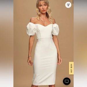 Lulus Lucky Number White Puff Sleeve Dress